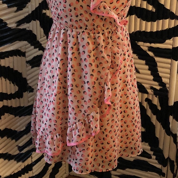 H&M Sheer Ruffled Animal Print Dress Peach 4 - Picture 5 of 8